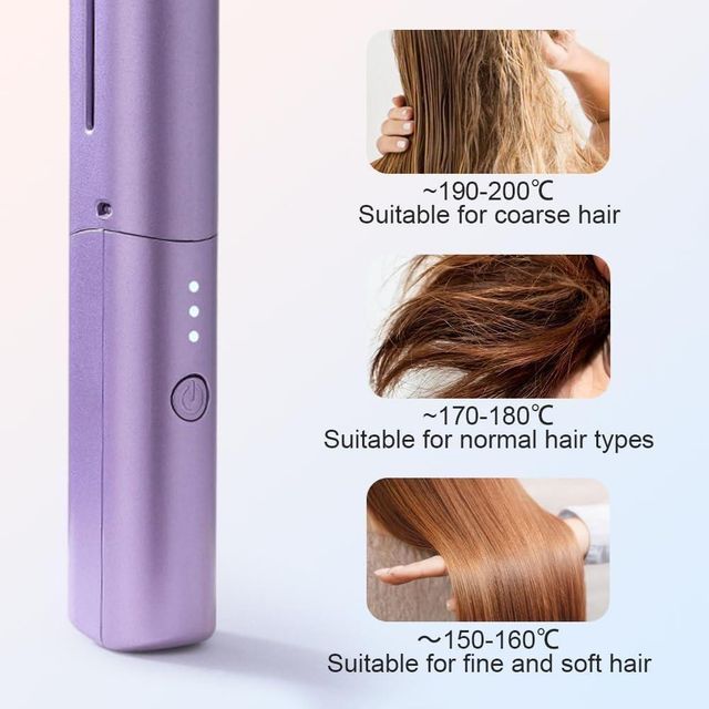Mini Portable Hair Straightener & Hot Comb – Cordless & Rechargeable".