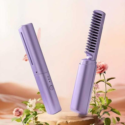 Mini Portable Hair Straightener & Hot Comb – Cordless & Rechargeable".